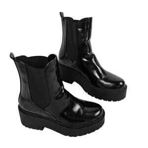 SODA Y2K Boot Black Patent Lug Sole Chunky Combat Goth Punk Sz‎ 10